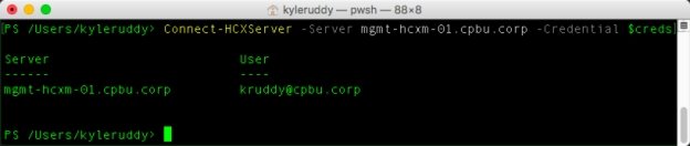 Example: Connect-HCXServer Output