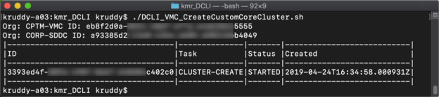 Example: Running a script to create a new cluster