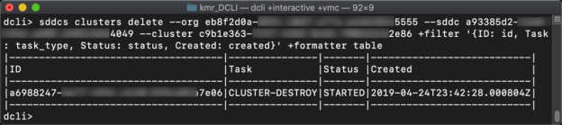 Example: Removing a Cluster from an SDDC