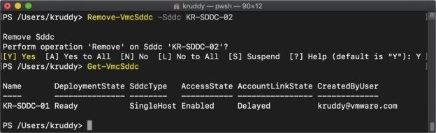 Example: Remove SDDC 