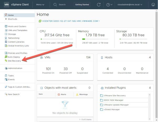 vmware vcenter site recovery manager